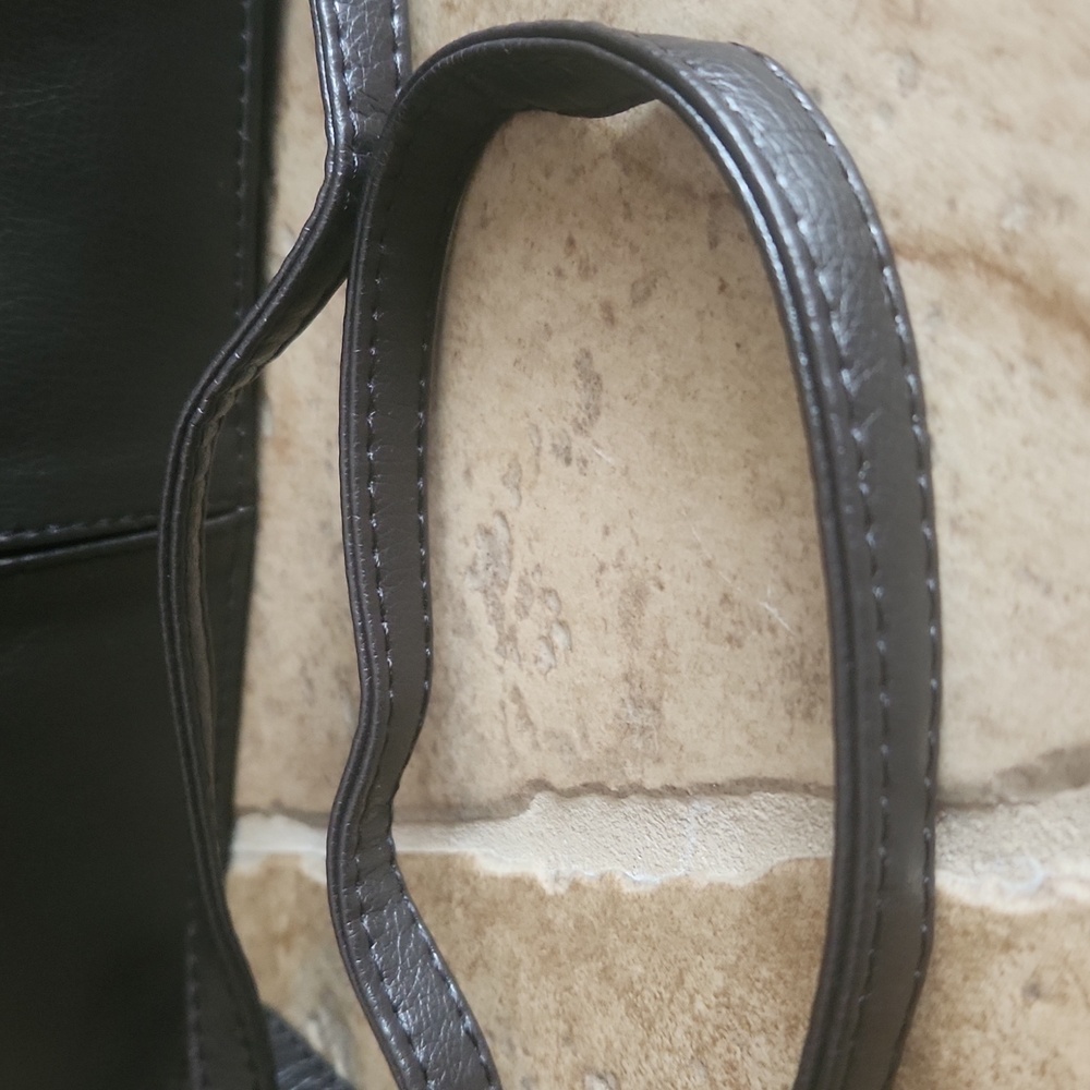 Pouchee Black Women's Crossbody Bag with Silver Ring Accent - Picture 9 of 12